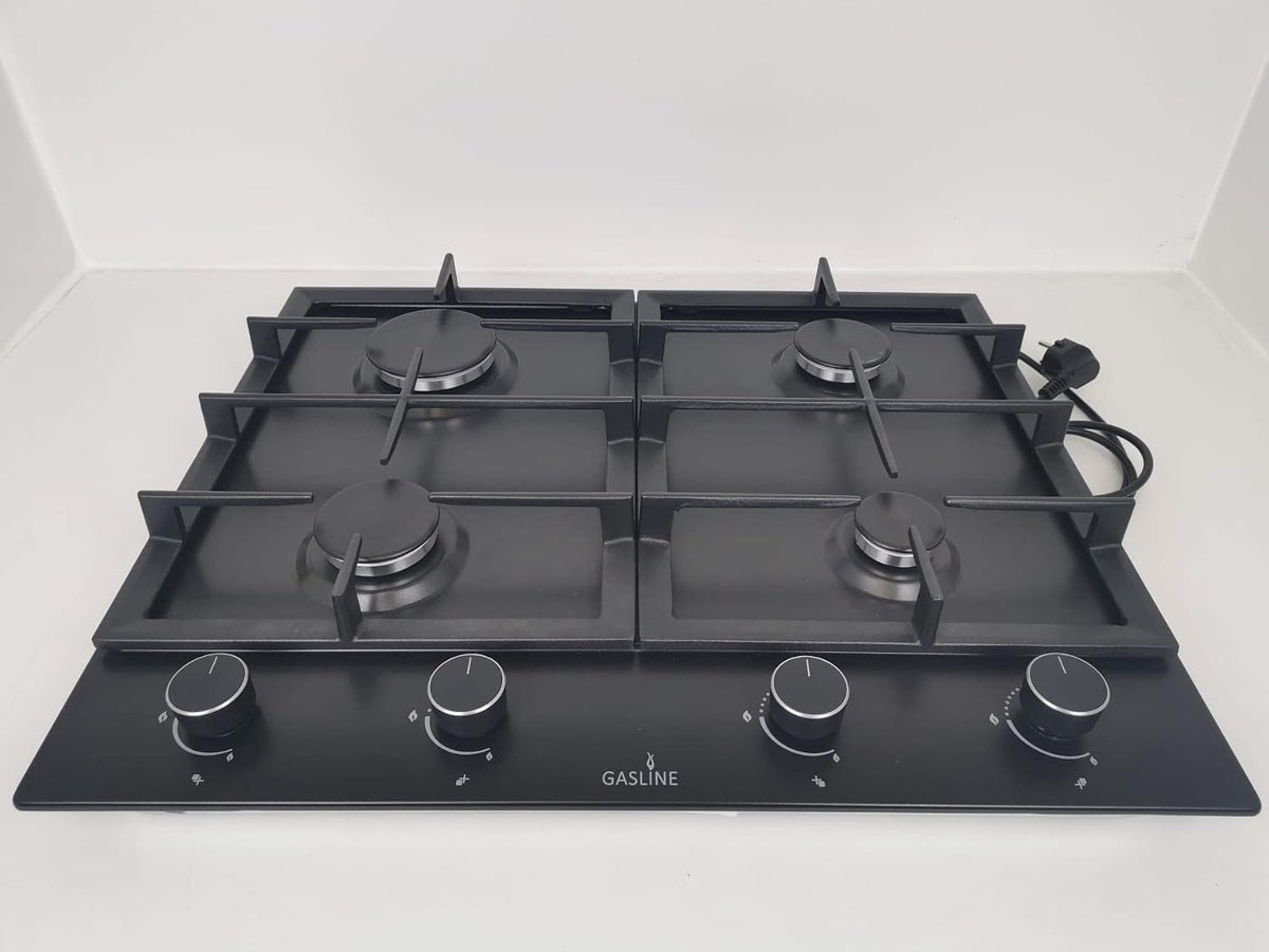Gasline Gasherd, Schwarz, Einbau Gaskochfeld, 4 flammig, GAG60INB Matt, Sabaf-Brenner, Erdgas/Propangas, Elektrische 1-Handzündung