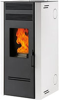 Generico Pelletheizungen, 7,7 kW, Weiß/Schwarz, Pelletofen BIO G 80 mit Heizleistung, Gusseisen-Feuerstelle, Weiß