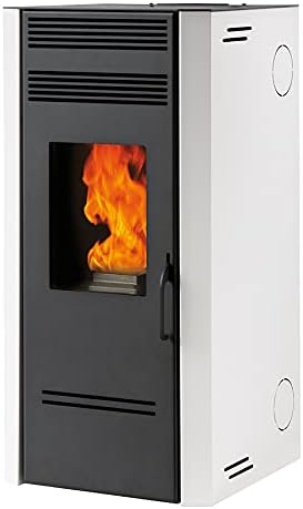 Generico Pelletheizungen, 7,7 kW, Weiß/Schwarz, Pelletofen BIO G 80 mit Heizleistung, Gusseisen-Feuerstelle, Weiß