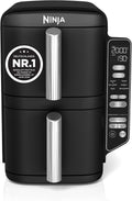 Ninja Heissluftfritteuse, 7,6 L, Schwarz, Double Stack Heißluftfritteuse, 6 Portionen