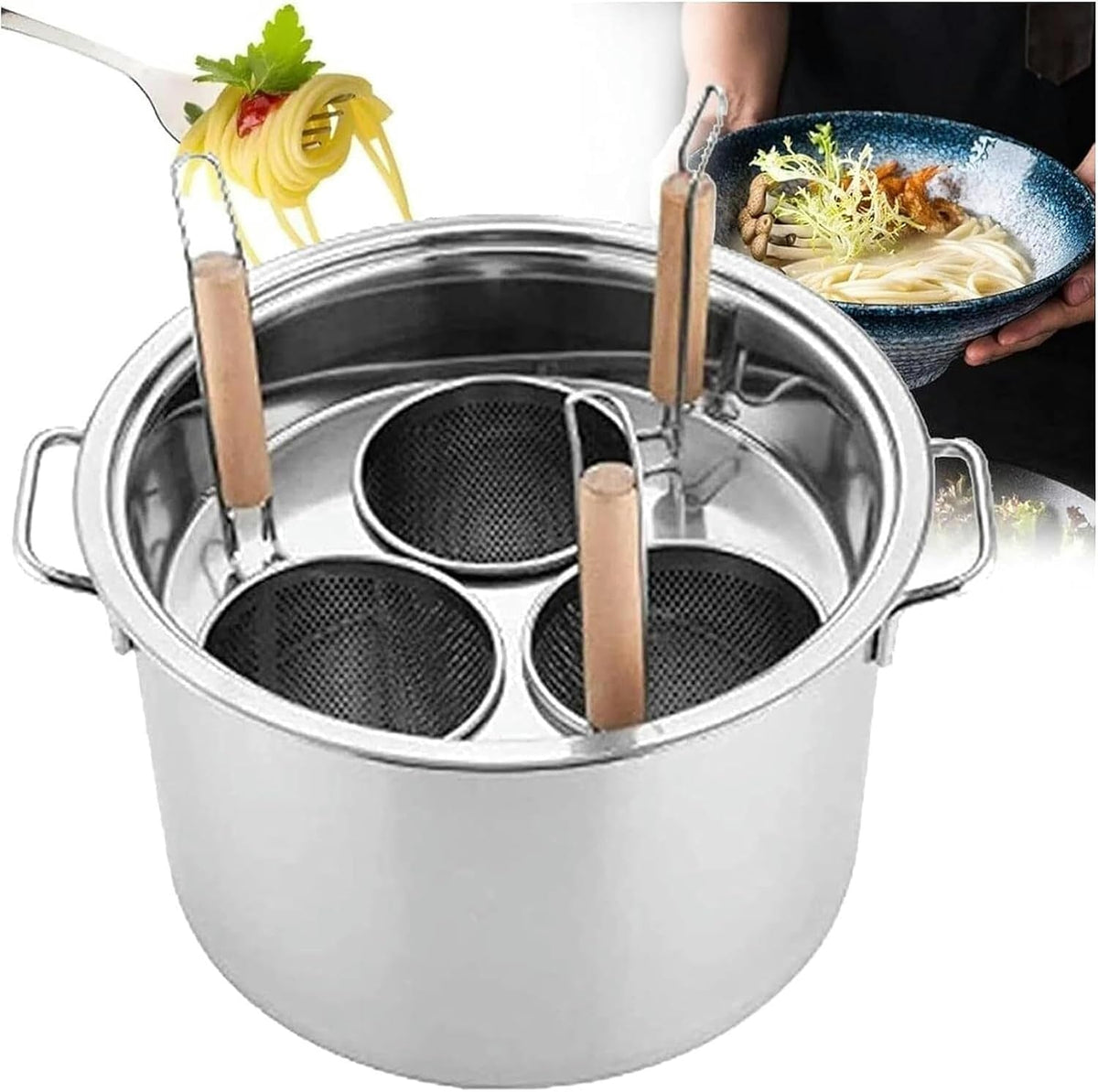 Pastatopf Kochfeld, Silber, mit Siebeinsatz, Edelstahltopf, Nudel-, Gemüse- und Teigtaschenkocher-Set, für die heimische Küche