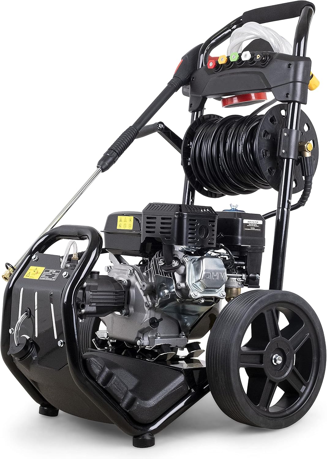 ViMa24 Hochdruckreiniger, 170 bar, Schwarz, Benzin VM-KR170D mit 7 PS Motor Arbeitsdruck, 5 Düsen, selbstansaugend