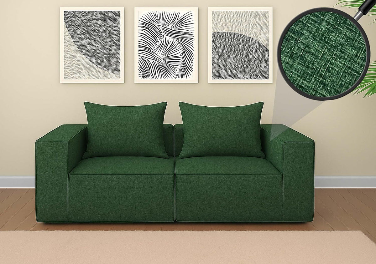 Sofa Mendler, 63x194x97 cm, grün, 2er- /Zubehör für HWC-O54, Couch 2-Sitzer Lounge, modular Stoff/Textil (300 g/m²)