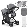 hauck Zwillings- & Geschwisterwagen, Grau, Zwillingskinderwagen Atlantic Twin ab Geburt, 2 Babywannen zu drehbaren Sportsitzen mit Liegeposition
