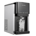 KLAMER Eiswürfelmaschine, Schwarz, 3-in-1 Ice Maker mit Crushed Ice, Wasserspender und Selbstreinigung