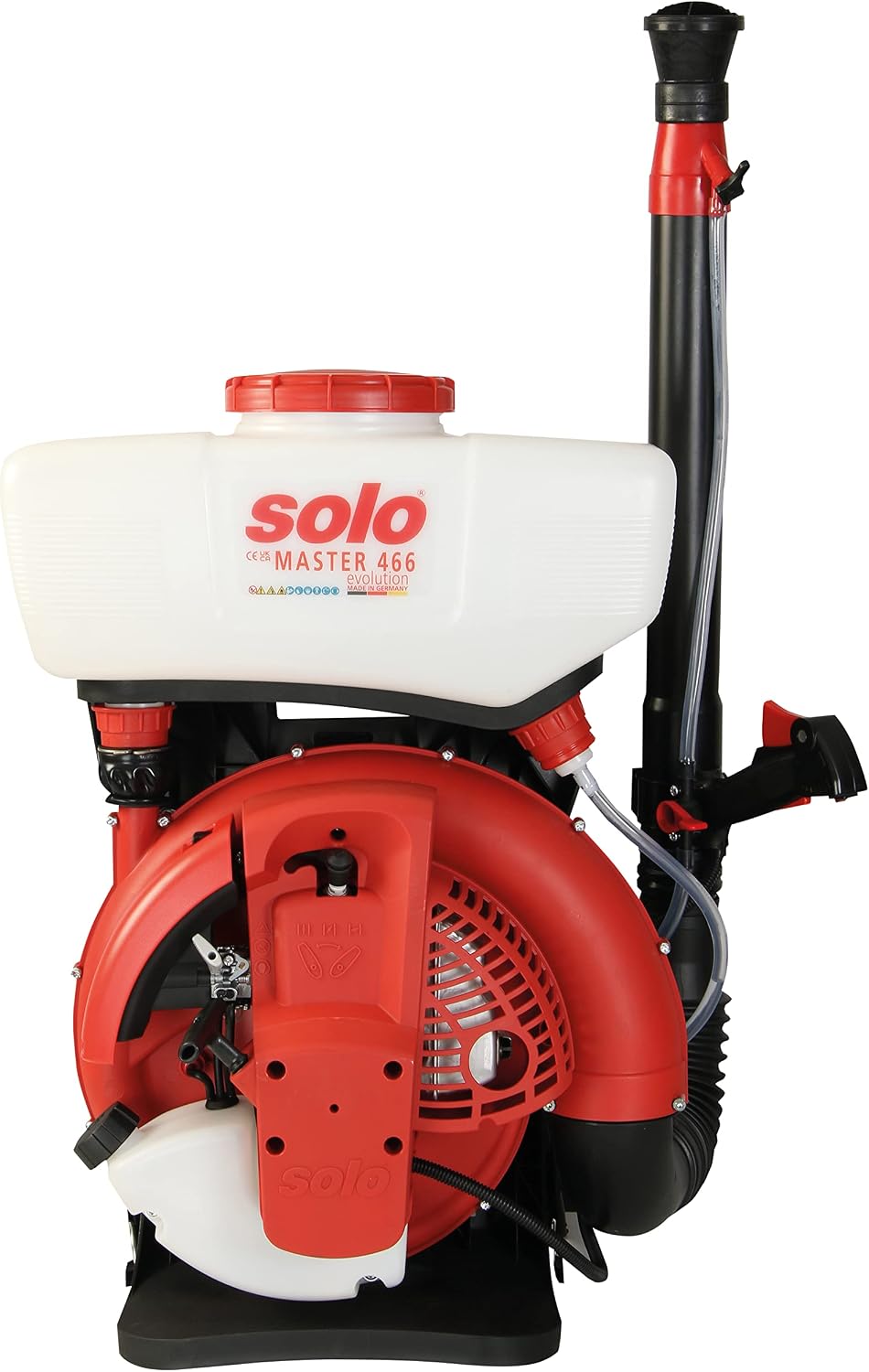 Solo Sprinkler, Rot/Weiß/Schwarz, Master 466 Evolution Sprühgerät mit 2 Takt Benzinmotor