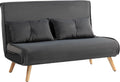 Sofa HOMCOM, 190 x 120 cm, Dunkelgrau, Schlaf 3 in 1 2 Sitzer mit Schlaffunktion, Klappbare Couch Schlafcouch, 5-Fach verstellbare Rückenlehne