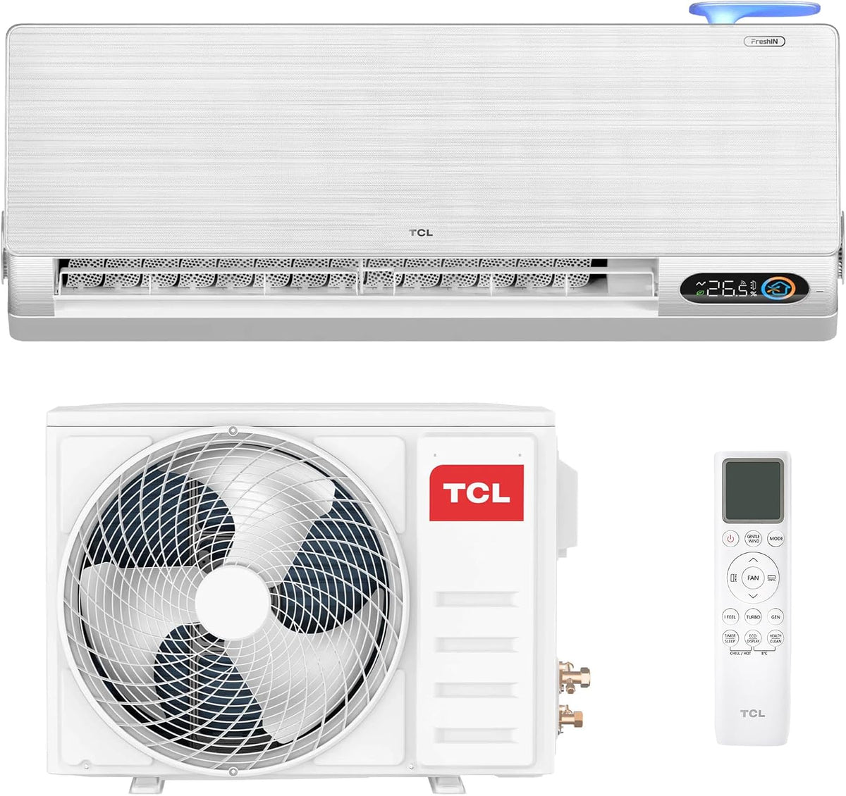 Split-Klimaanlage, Weiß, Split Klimaanlage FreshIN 12000 BTU QuadruPuri-Filter mit, Filter-und Selbstreinigungssystem WIFI