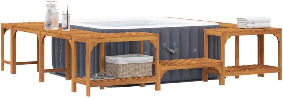 Tomostar Badewannen mit Sprudelfunktion, 250 x 250 cm, massives Akazienholz, Braun