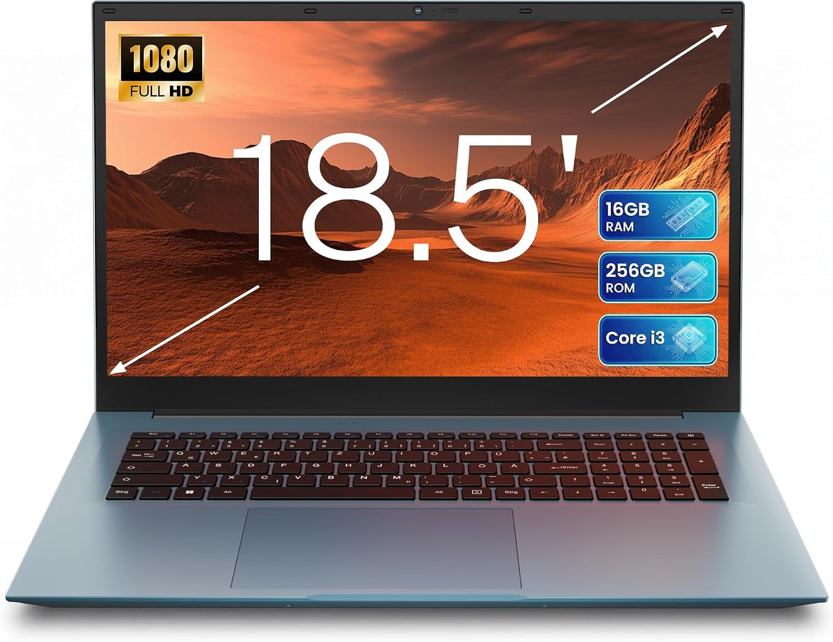 THEYETI Laptop, 18,5 Zoll, Transparent, 16GB RAM 256GB ROM Notebook, Core i3 (bis zu 3, 9 GHz), 8000mAh Akku, Win 11