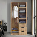 [en.casa] Kleiderschrank, 176 x 80 x 52 cm, Grau, Schlafzimmerschrank, Eiselfing Schrank mit 2 Türen Garderobenschrank