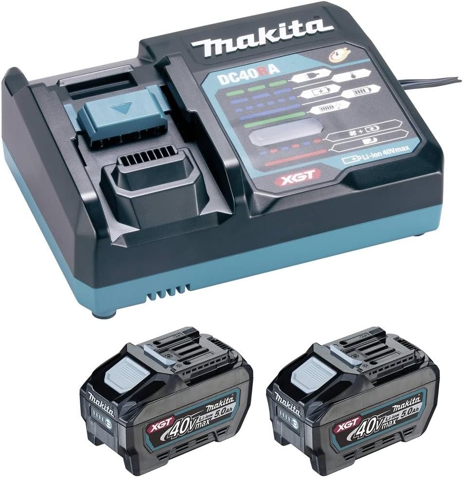 Makita Werkzeugakkus, 5,0 Ah, 40 V, Schwarz/Blau, » Power Source-Kit XGT « 1x Schnellladegerät, 2x Akkus